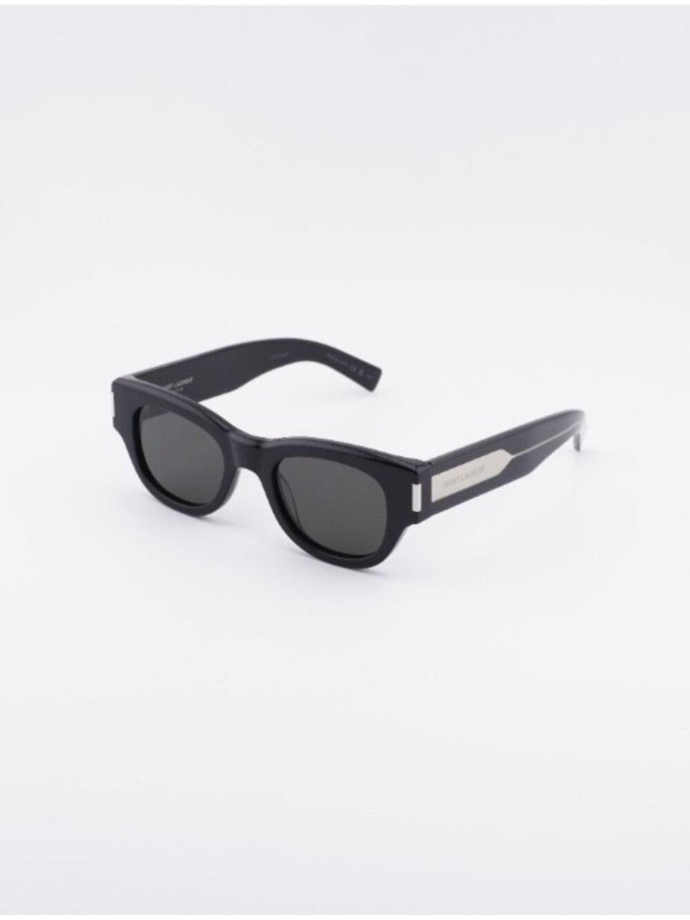 Saint Laurent SL573 001 Sunglasses Black Cat Eye Frame, Grey Lenses